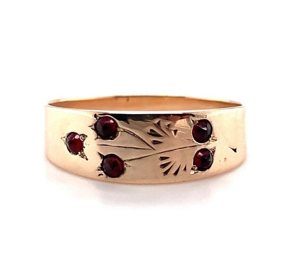 10k Rose Gold Victorian Genuine Natural Garnet Band Ring (#J5668)