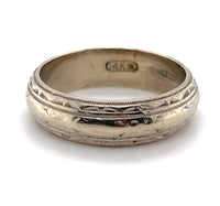 14k White Gold Wide Engraved Wedding Band Ring Size 8.5 Jewelry (#J5895)