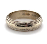 14k White Gold Wide Engraved Wedding Band Ring Size 8.5 Jewelry (#J5895)