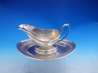 Manchester Sterling Silver Gravy Boat with underplate Fluted #828 (#4019)