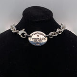Tiffany and Co Sterling Oval Tag Chain Necklace Jewelry (#J5781)