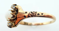 10K Rose Gold Ring with A Round Genuine Natural Opal and Two Diamonds (#J415)