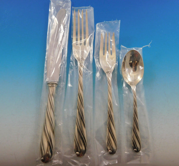 Torchon Buccellati Italy Sterling Silver Dinner Flatware Set Service 48 pcs New