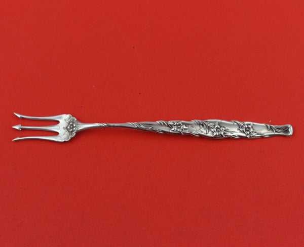 Whiting Sterling Silver Cocktail Fork Floral Motif 5 3/4" Heirloom Silverware