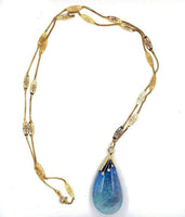 14k Gold Huge 50 Carat GIA Genuine Natural Opal Pendant with Blue-Green (#J5464)