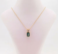 14k Gold .74ct Green Genuine Natural Tourmaline Pendant w/ .14ct Diamond #J4034