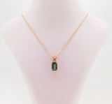 14k Gold .74ct Green Genuine Natural Tourmaline Pendant w/ .14ct Diamond #J4034