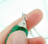 14k Gold Genuine Diamond Tassel Necklace with 18 Carats Emerald Beads (#J4480)