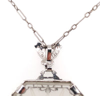 14k Gold Filigree Genuine Natural Rock Crystal Diamond Pendant w/ Chain (#J6500)
