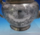 Bigelow Bros and Kennard Coin Silver Tea Pot Hand Engraved Scrollwork (#4015)