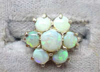 10k White Gold Ring with Genuine Natural Opal Rosette Cluster (#J3661)