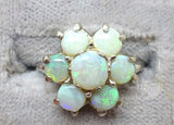 10k White Gold Ring with Genuine Natural Opal Rosette Cluster (#J3661)