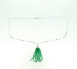 14k Gold Genuine Diamond Tassel Necklace with 18 Carats Emerald Beads (#J4480)