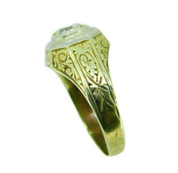 14k Yellow Gold Hand Chased .70ct Genuine Natural Diamond Men's Ring (#J4688)