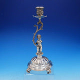 Italian 825 Silver Candlestick with Figural Cherub and Scrollwork (#4281)