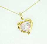 14k Yellow Gold Heart 2.39ct Genuine Natural Morganite Pendant (#J768)