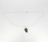 14k White Gold Genuine Natural Smoky Quartz and Diamond Leaf Pendant (#J674)