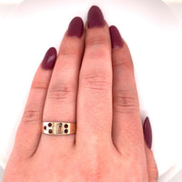 10k Rose Gold Victorian Genuine Natural Garnet Band Ring (#J5668)