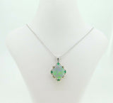 14k Gold 2.30ct Genuine Natural Opal and Emerald Pendant with 18" Chain (#4189)