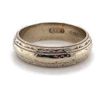 14k White Gold Wide Engraved Wedding Band Ring Size 8.5 Jewelry (#J5895)