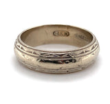 14k White Gold Wide Engraved Wedding Band Ring Size 8.5 Jewelry (#J5895)