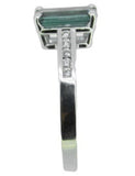 14k White Gold 1.23ct Teal Genuine Natural Tourmaline and Diamond Ring (#4584)