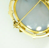 14k Yellow Gold Black and White Stone Cameo Pin / Pendant with Pearls (#J4467)