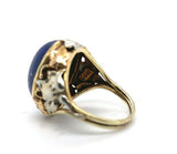 Arts and Crafts 14k Gold Genuine Natural Lapis Ring Applied Leaves (#J5414)