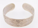 Sterling Engine Turned Cuff Bracelet with Roses and Butterflies (#J3968)
