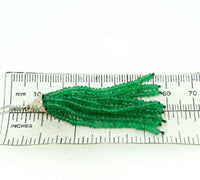 14k Gold Genuine Diamond Tassel Necklace with 18 Carats Emerald Beads (#J4480)