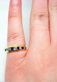 18K Gold .20ct Blue Genuine Natural Sapphire Ring with Diamonds (#J3110)