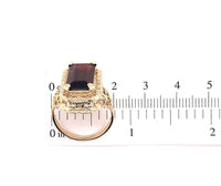 10k Gold 6.58ct Emerald Cut Genuine Natural Garnet Filigree Ring (#J5757)