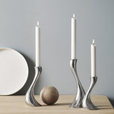 Georg Jensen Stainless Steel Cobra Candleholder Set 3pc Modern New in Box