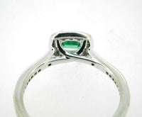 14k White Gold .31ct Genuine Natural Emerald and Diamond Halo Ring (#J5107)