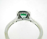 14k White Gold .31ct Genuine Natural Emerald and Diamond Halo Ring (#J5107)