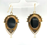 Incredible 14k Genuine Natural Black White Agate Stone Cameo Earrings (#J5511)