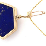 14k Yellow Gold Genuine Natural Opal Intarsia Inlay Pendant with Lapis (#J5581)