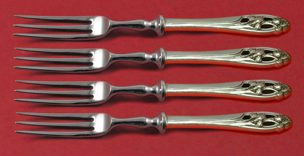 Silver Iris by International Sterling Silver Fruit Fork Set 4-piece Custom 6"
