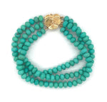 14k Gold 6mm Genuine Natural Campitos Turquoise Bracelet Pansy Clasp (#J6125)