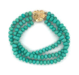 14k Gold 6mm Genuine Natural Campitos Turquoise Bracelet Pansy Clasp (#J6125)