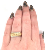 14k White Gold Band with Yellow Gold Floral Accent Wedding Jewelry (#J5874)