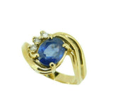 14k Yellow Gold 1.92ct Genuine Natural Sapphire and Diamond Ring (#J547)