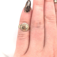 10k Yellow Gold Child Signet Ring w/ Monogram Size 2 Children's Jewelry (#J5990)