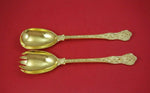 Stag Hunt by English Sterling Salad Serving Set 5-tine Vermeil 2pc