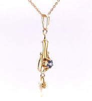 10k Yellow Gold Victorian Sapphire Lavaliere Pendant Jewelry (#J5602)
