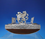 Maintenon by Shiebler Sterling Silver and Wood Desk Blotter Stamp Box Lion #4946