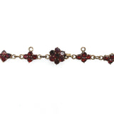 Genuine Natural Bohemian Garnet Necklace Rosette with Drops (#J5404)