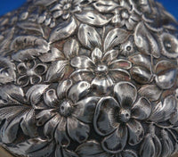 Shiebler Sterling Silver Butter Dome w/ Lid Repousse Flowers 4 3/4" Tall (#6757)