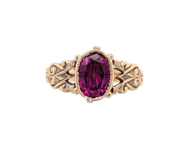 10k Yellow Gold 1.26ct Grape Genuine Natural Garnet Ring Size 5.25 (#J6143)