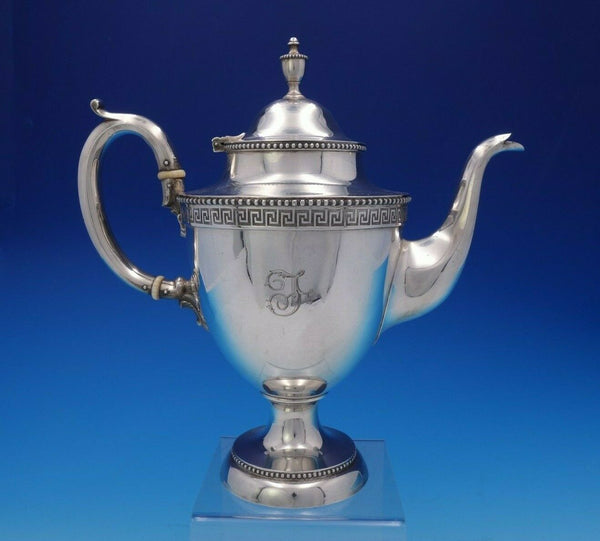 Bailey and Co Coin Silver Tea Pot with Greek Key Border and Beading (#3778)